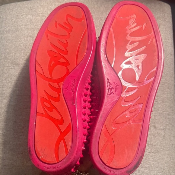 Christian Louboutin Pink Spiked Loafers - Picture 3 of 3